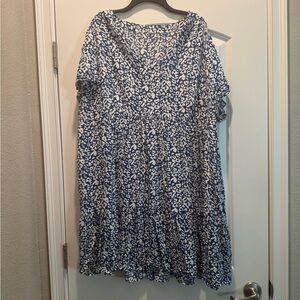 Blue and White Floral Women's Dress